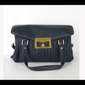 NWOT Marc by Marc Jacob Navy Blue Raffia Satchel